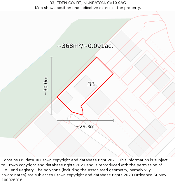 33, EDEN COURT, NUNEATON, CV10 9AG: Plot and title map