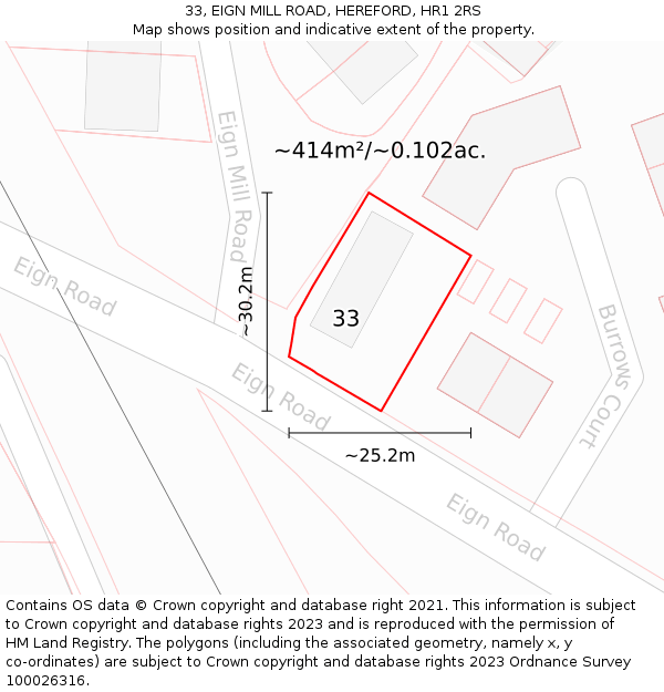 33, EIGN MILL ROAD, HEREFORD, HR1 2RS: Plot and title map