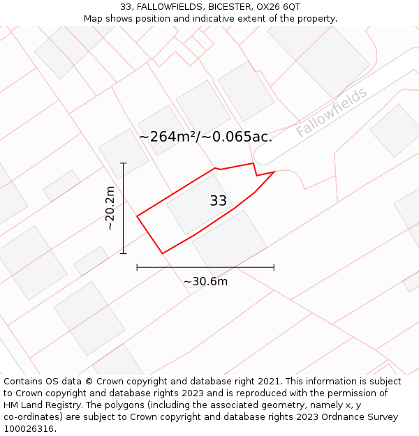 33, FALLOWFIELDS, BICESTER, OX26 6QT: Plot and title map