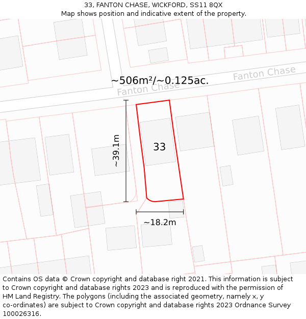 33, FANTON CHASE, WICKFORD, SS11 8QX: Plot and title map