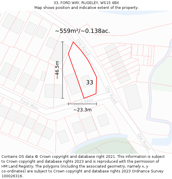 33, FORD WAY, RUGELEY, WS15 4BX: Plot and title map