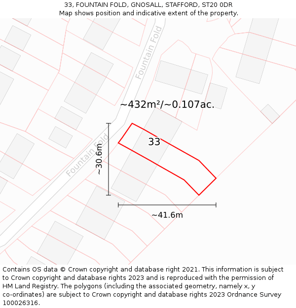 33, FOUNTAIN FOLD, GNOSALL, STAFFORD, ST20 0DR: Plot and title map