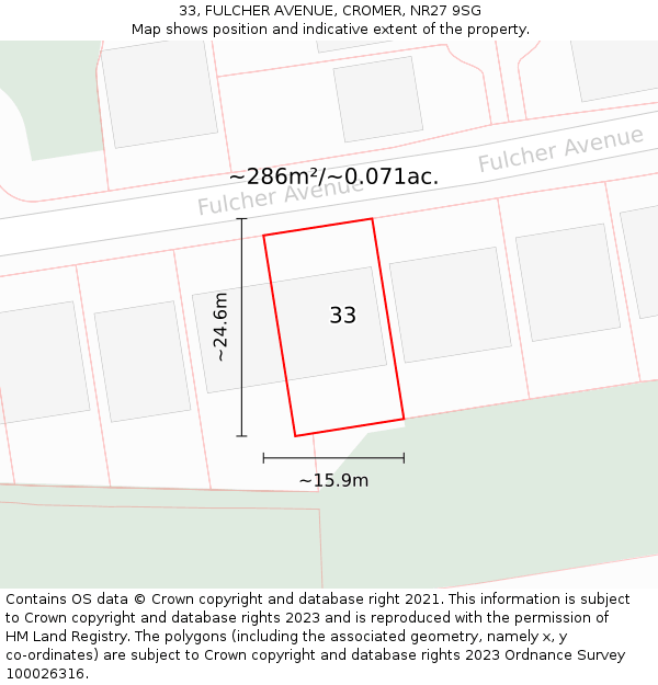 33, FULCHER AVENUE, CROMER, NR27 9SG: Plot and title map