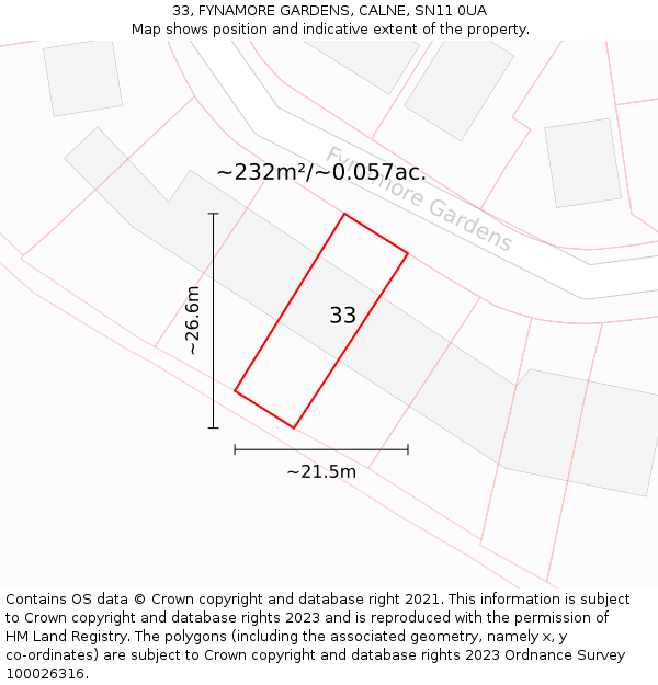 33, FYNAMORE GARDENS, CALNE, SN11 0UA: Plot and title map