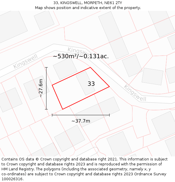 33, KINGSWELL, MORPETH, NE61 2TY: Plot and title map