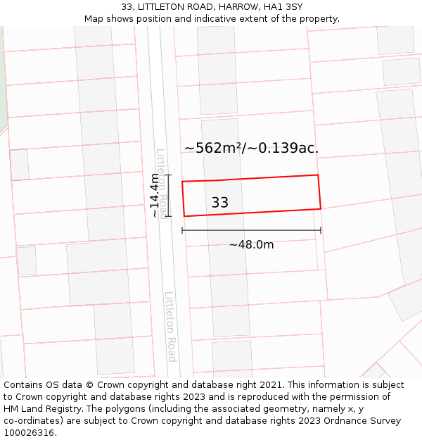 33, LITTLETON ROAD, HARROW, HA1 3SY: Plot and title map