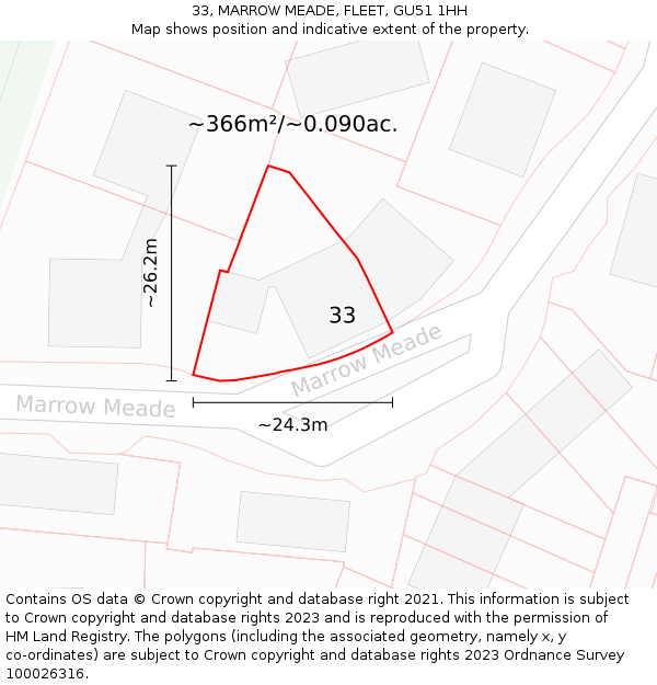 33, MARROW MEADE, FLEET, GU51 1HH: Plot and title map