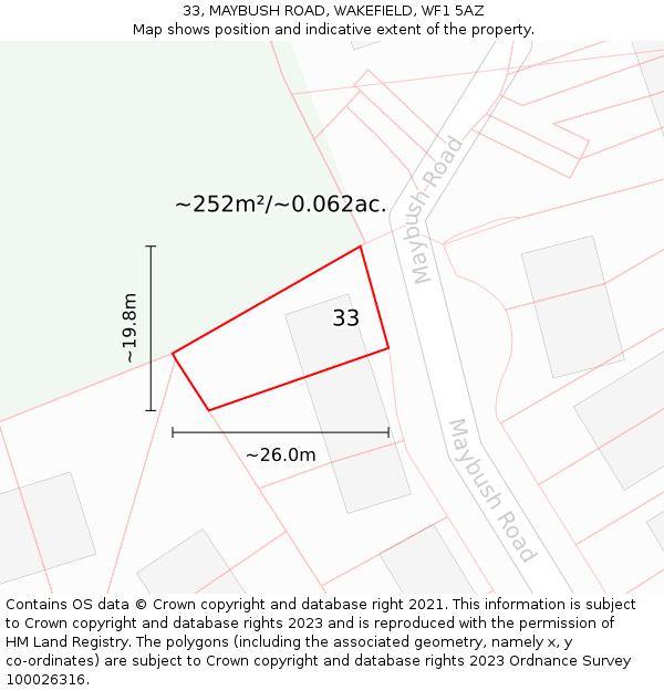 33, MAYBUSH ROAD, WAKEFIELD, WF1 5AZ: Plot and title map