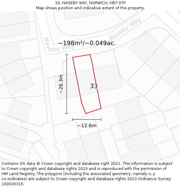 33, NASEBY WAY, NORWICH, NR7 0TP: Plot and title map