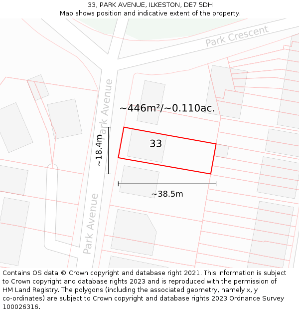 33, PARK AVENUE, ILKESTON, DE7 5DH: Plot and title map