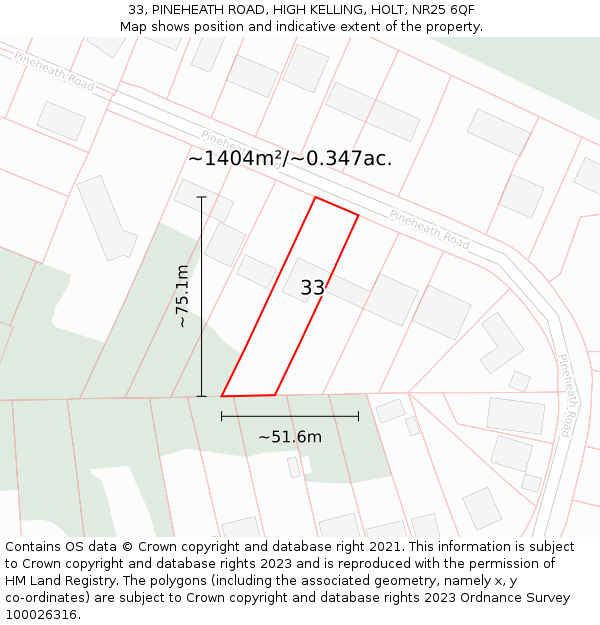 33, PINEHEATH ROAD, HIGH KELLING, HOLT, NR25 6QF: Plot and title map