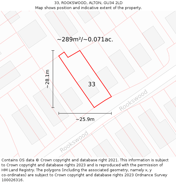 33, ROOKSWOOD, ALTON, GU34 2LD: Plot and title map