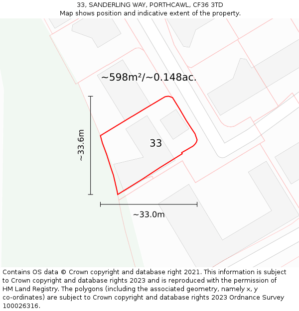 33, SANDERLING WAY, PORTHCAWL, CF36 3TD: Plot and title map