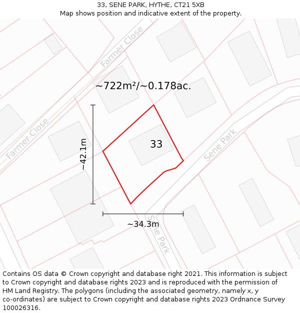 33, SENE PARK, HYTHE, CT21 5XB: Plot and title map
