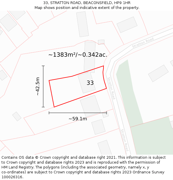 33, STRATTON ROAD, BEACONSFIELD, HP9 1HR: Plot and title map