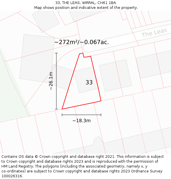 33, THE LEAS, WIRRAL, CH61 1BA: Plot and title map