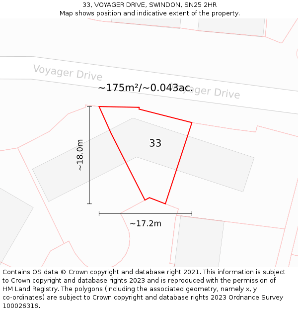 33, VOYAGER DRIVE, SWINDON, SN25 2HR: Plot and title map