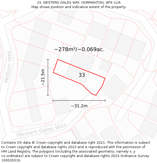 33, WESTERN GALES WAY, NORMANTON, WF6 1UA: Plot and title map