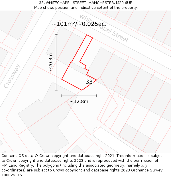 33, WHITECHAPEL STREET, MANCHESTER, M20 6UB: Plot and title map