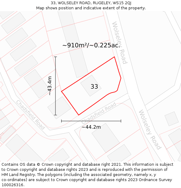 33, WOLSELEY ROAD, RUGELEY, WS15 2QJ: Plot and title map