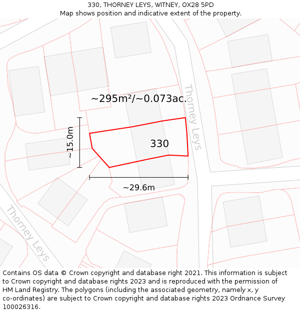 330, THORNEY LEYS, WITNEY, OX28 5PD: Plot and title map