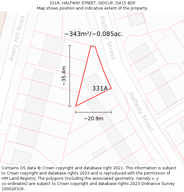 331A, HALFWAY STREET, SIDCUP, DA15 8DP: Plot and title map