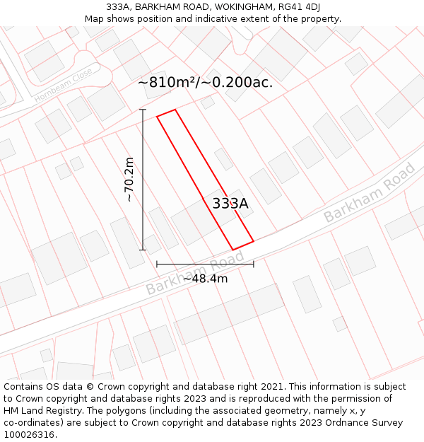 333A, BARKHAM ROAD, WOKINGHAM, RG41 4DJ: Plot and title map