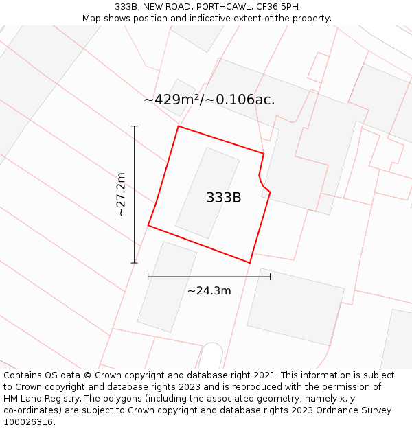 333B, NEW ROAD, PORTHCAWL, CF36 5PH: Plot and title map