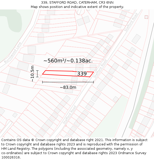 339, STAFFORD ROAD, CATERHAM, CR3 6NN: Plot and title map