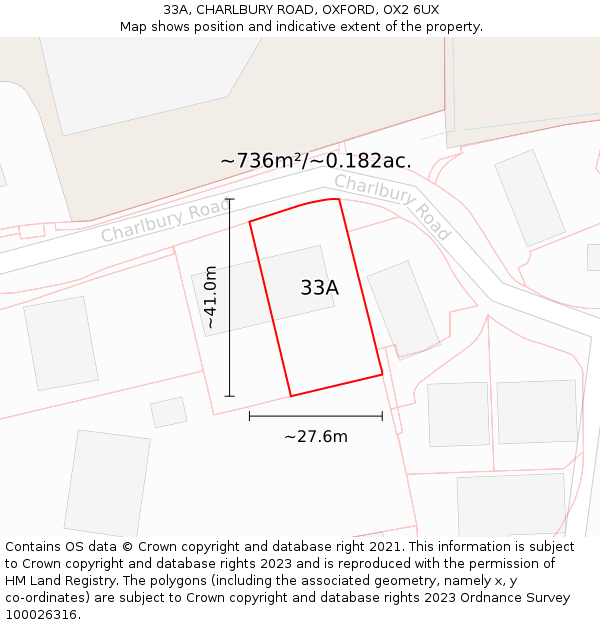 33A, CHARLBURY ROAD, OXFORD, OX2 6UX: Plot and title map