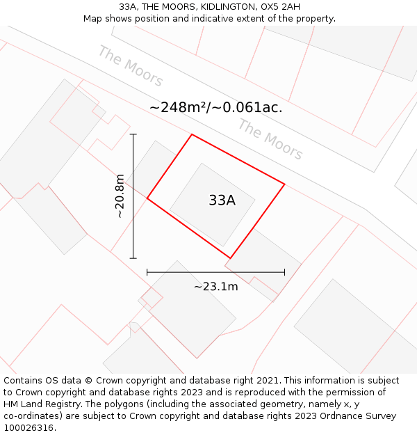 33A, THE MOORS, KIDLINGTON, OX5 2AH: Plot and title map