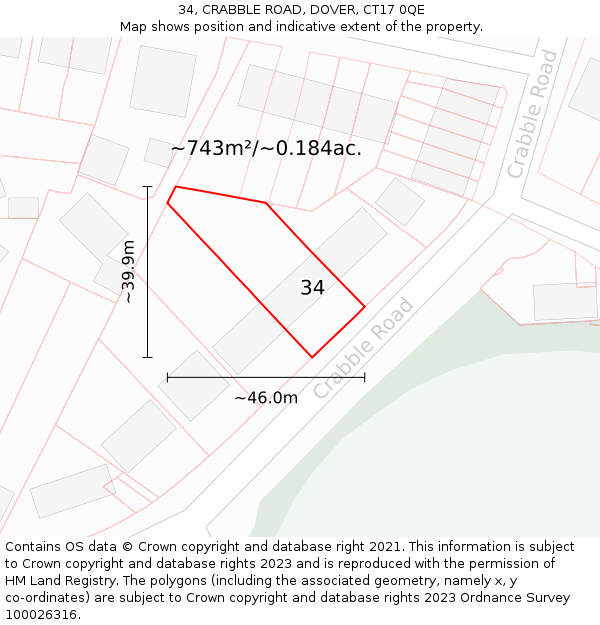 34, CRABBLE ROAD, DOVER, CT17 0QE: Plot and title map