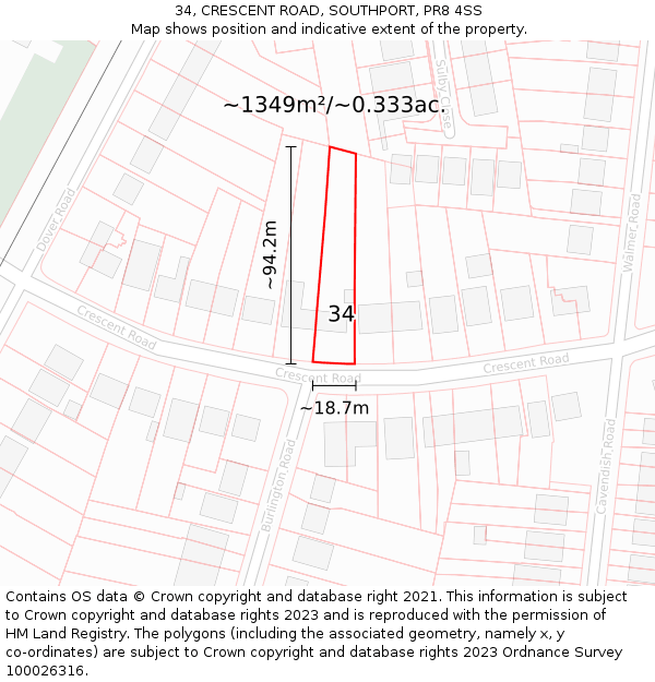 34, CRESCENT ROAD, SOUTHPORT, PR8 4SS: Plot and title map