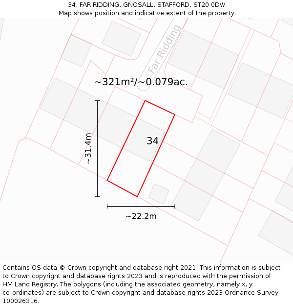 34, FAR RIDDING, GNOSALL, STAFFORD, ST20 0DW: Plot and title map