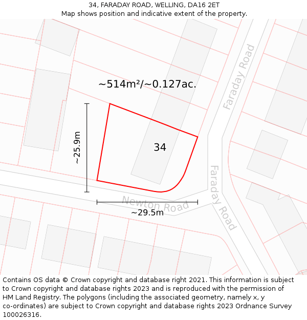 34, FARADAY ROAD, WELLING, DA16 2ET: Plot and title map