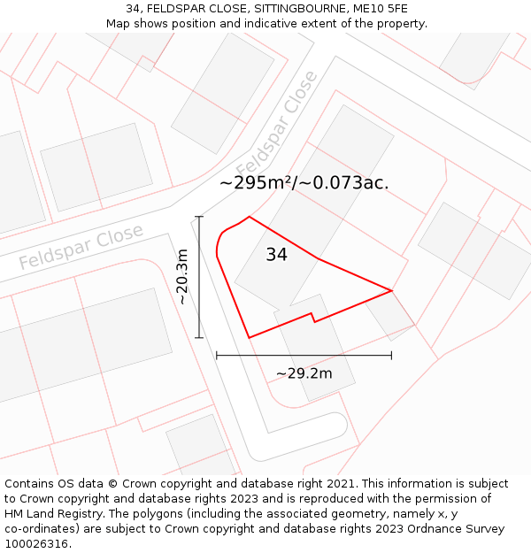 34, FELDSPAR CLOSE, SITTINGBOURNE, ME10 5FE: Plot and title map