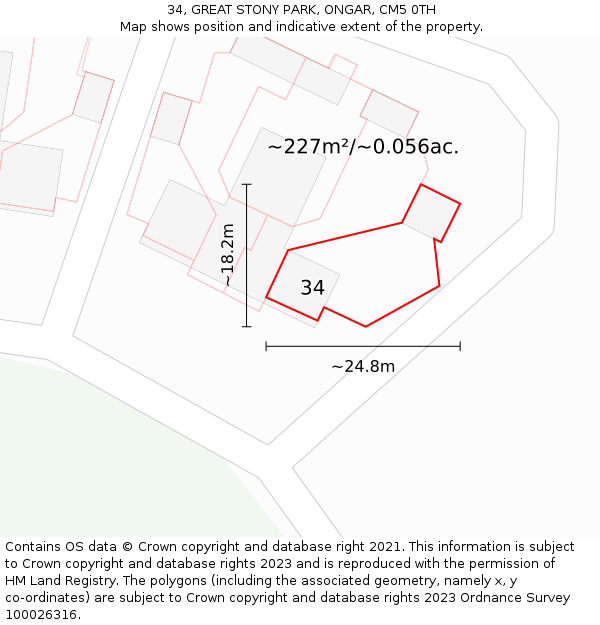 34, GREAT STONY PARK, ONGAR, CM5 0TH: Plot and title map