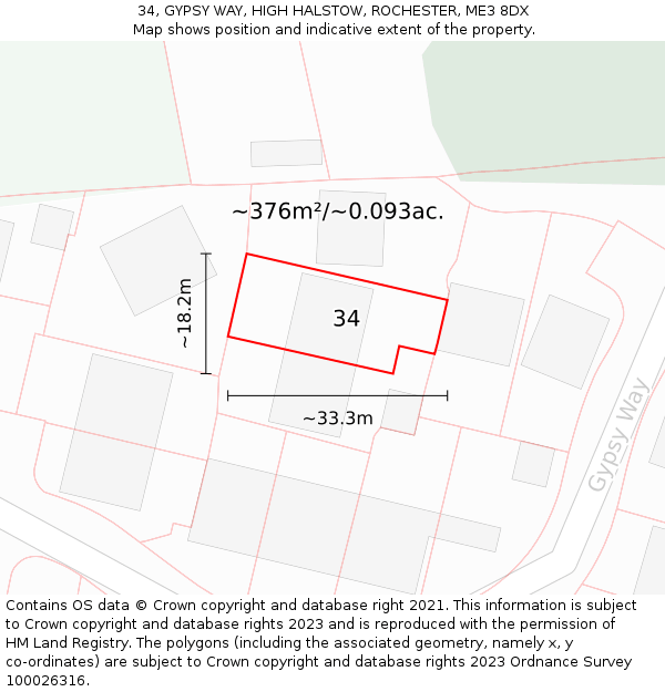 34, GYPSY WAY, HIGH HALSTOW, ROCHESTER, ME3 8DX: Plot and title map