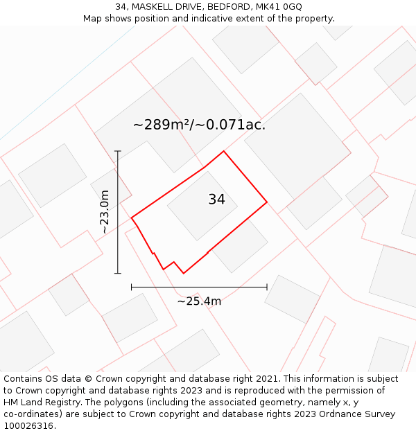 34, MASKELL DRIVE, BEDFORD, MK41 0GQ: Plot and title map