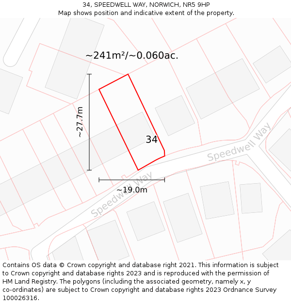 34, SPEEDWELL WAY, NORWICH, NR5 9HP: Plot and title map