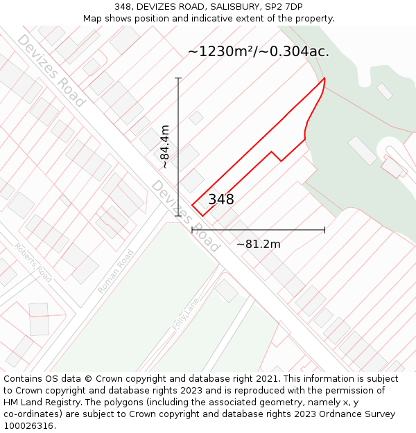 348, DEVIZES ROAD, SALISBURY, SP2 7DP: Plot and title map