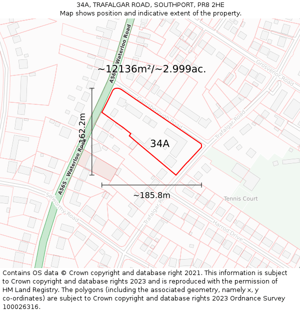 34A, TRAFALGAR ROAD, SOUTHPORT, PR8 2HE: Plot and title map