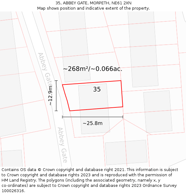 35, ABBEY GATE, MORPETH, NE61 2XN: Plot and title map