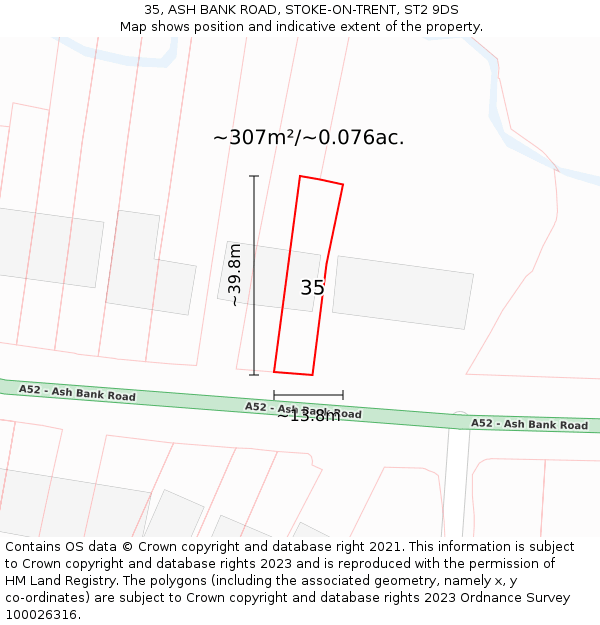 35, ASH BANK ROAD, STOKE-ON-TRENT, ST2 9DS: Plot and title map