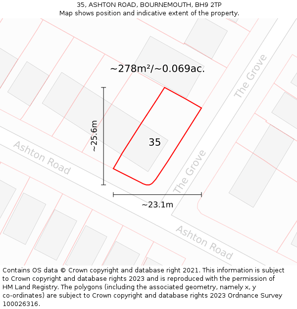 35, ASHTON ROAD, BOURNEMOUTH, BH9 2TP: Plot and title map