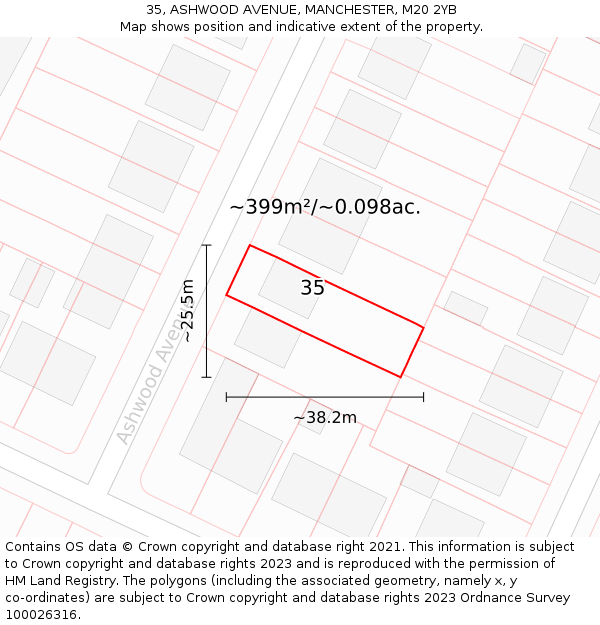 35, ASHWOOD AVENUE, MANCHESTER, M20 2YB: Plot and title map