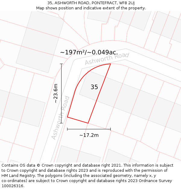 35, ASHWORTH ROAD, PONTEFRACT, WF8 2UJ: Plot and title map