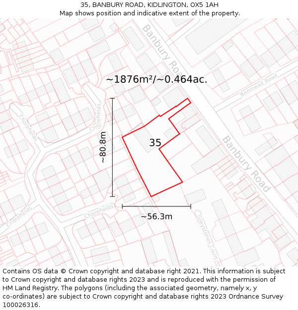 35, BANBURY ROAD, KIDLINGTON, OX5 1AH: Plot and title map