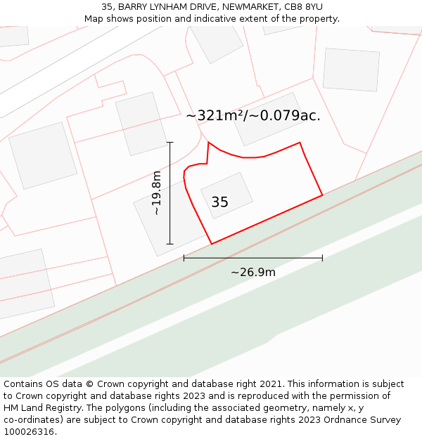 35, BARRY LYNHAM DRIVE, NEWMARKET, CB8 8YU: Plot and title map