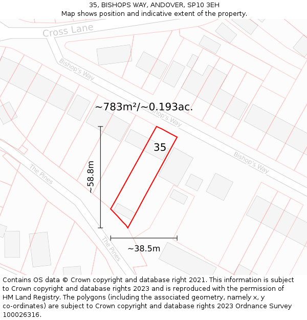 35, BISHOPS WAY, ANDOVER, SP10 3EH: Plot and title map